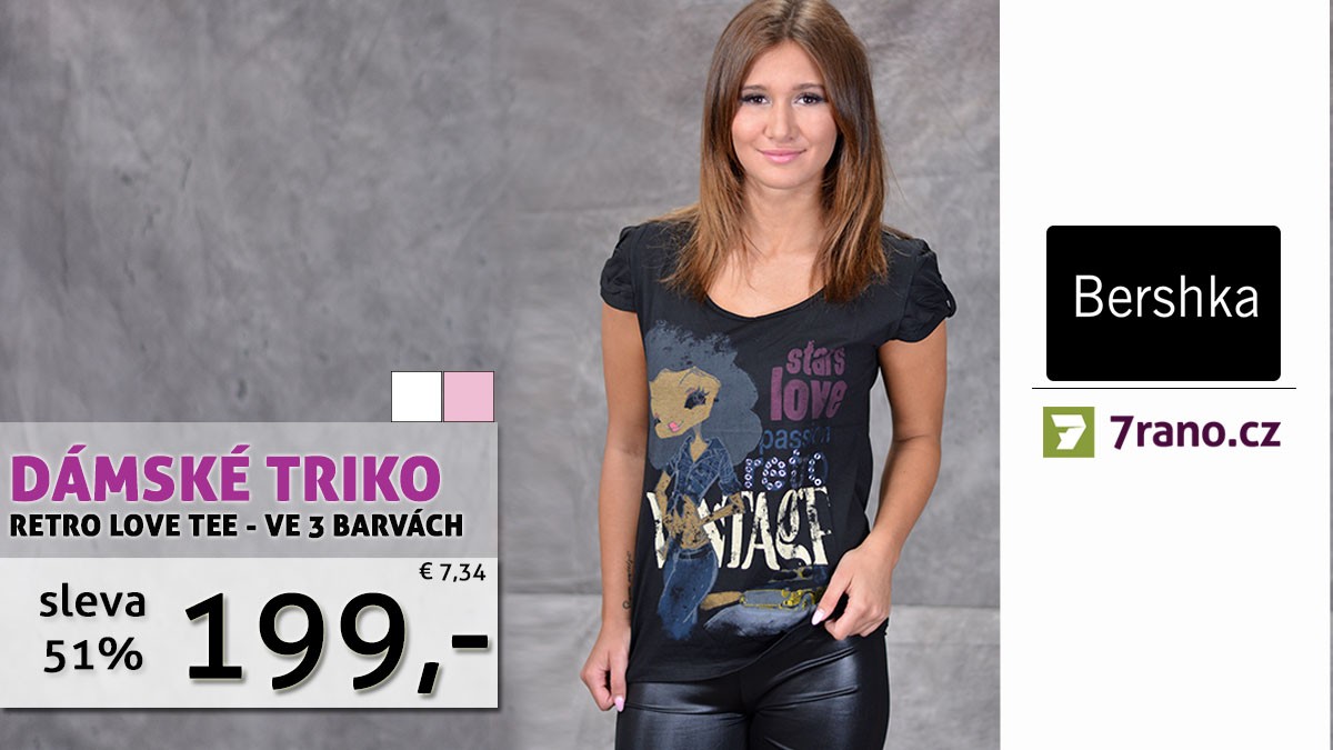 Aktuální akce - Dámské tričko Bershka - Retro Love Tee s podzimní slevou 51%
